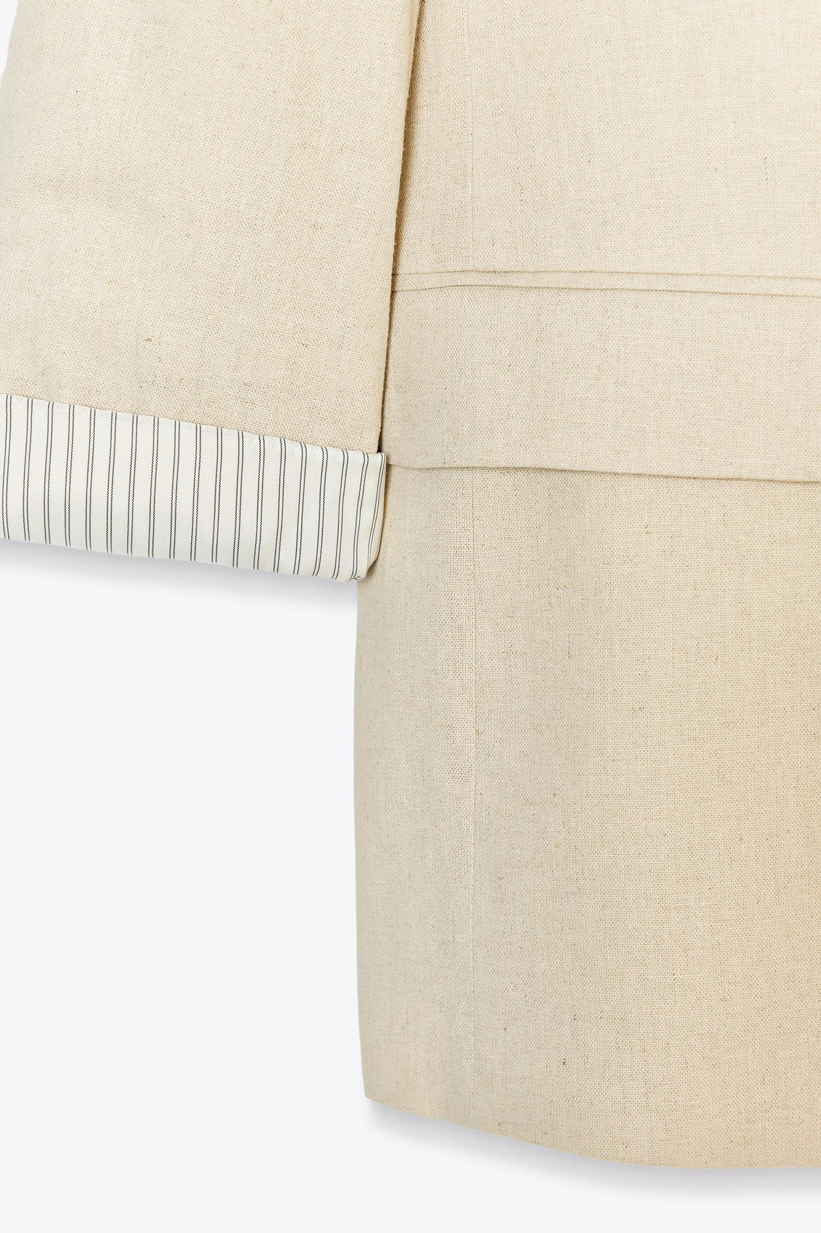 LINEN BLAZER WITH PRINTED CUFFS Product Image