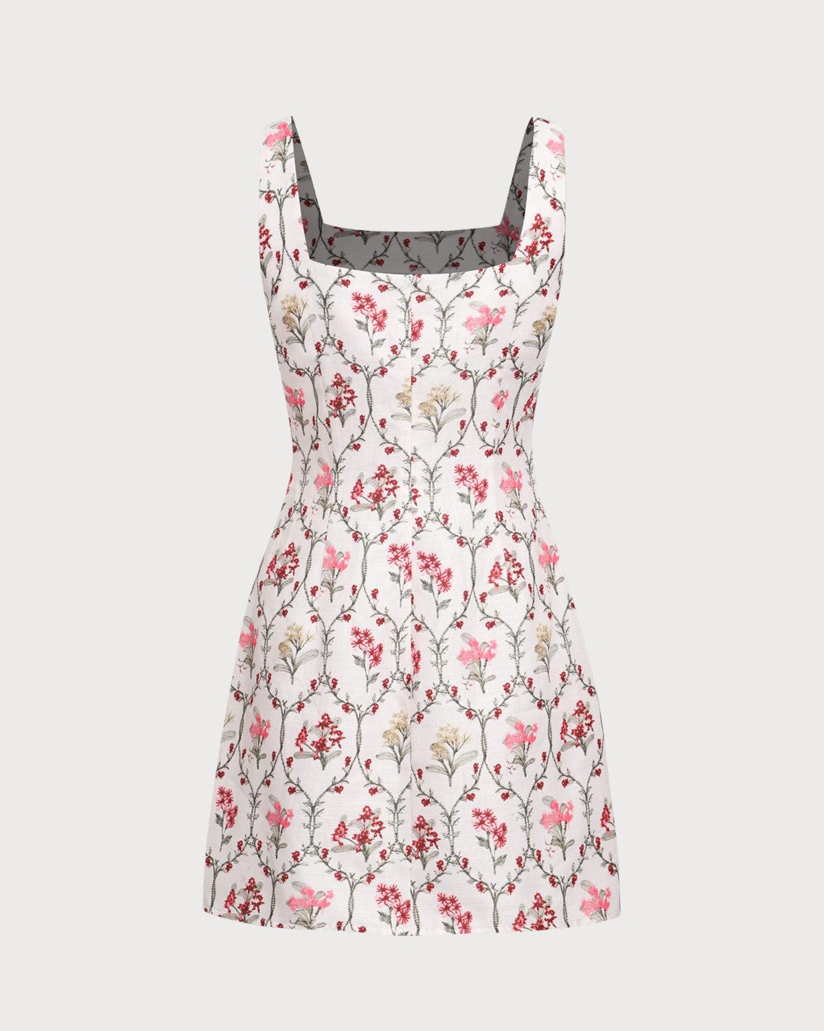 Floral Square Neck A-Line Slip Mini Dress Product Image