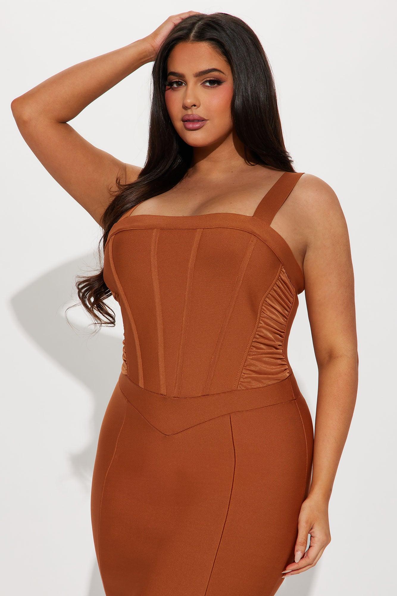 Doing Better Bandage Maxi Dress - Cognac Product Image