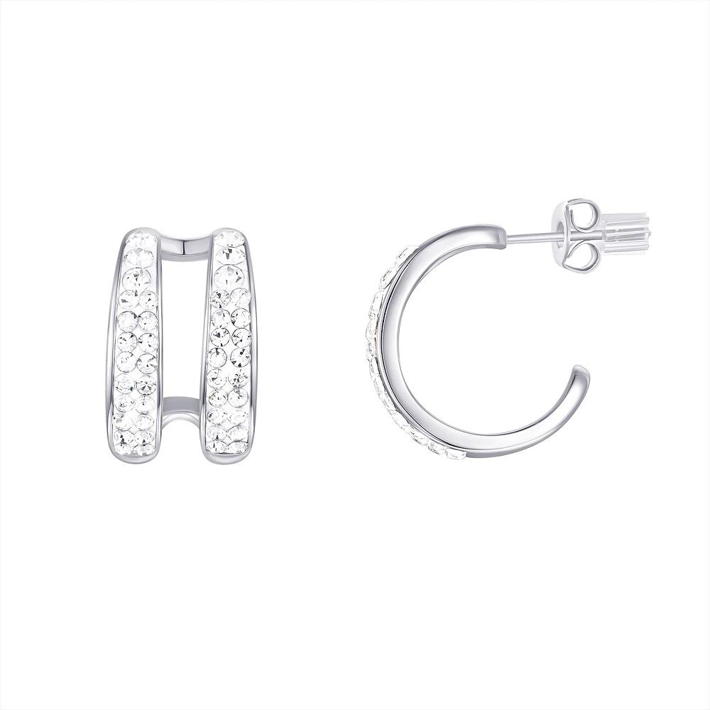 Chrystina Fine Silver Plated Crystal Split Post Hoop Earrings, Women's, Silver Tone Product Image