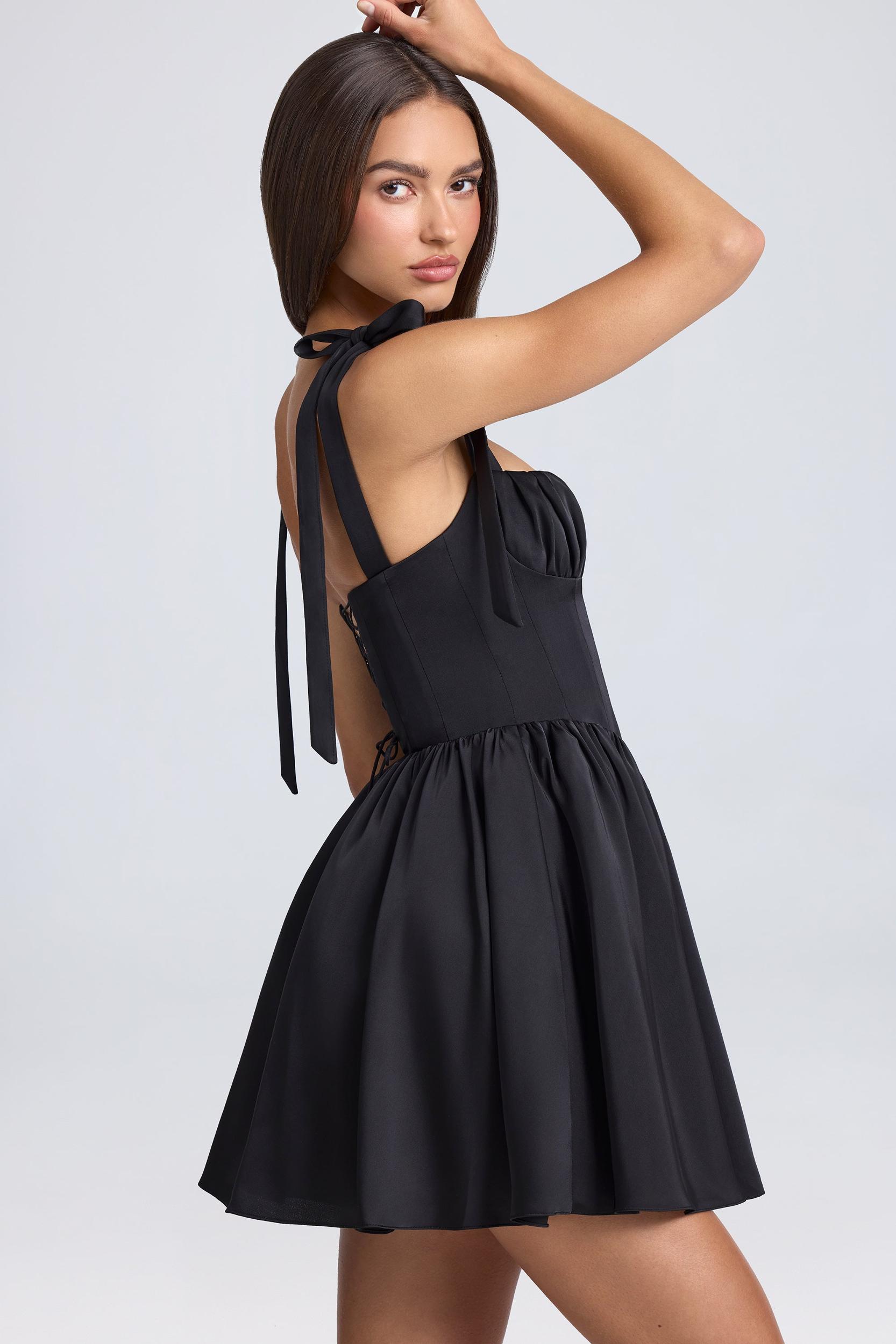Draped Corset Mini Dress in Black Product Image