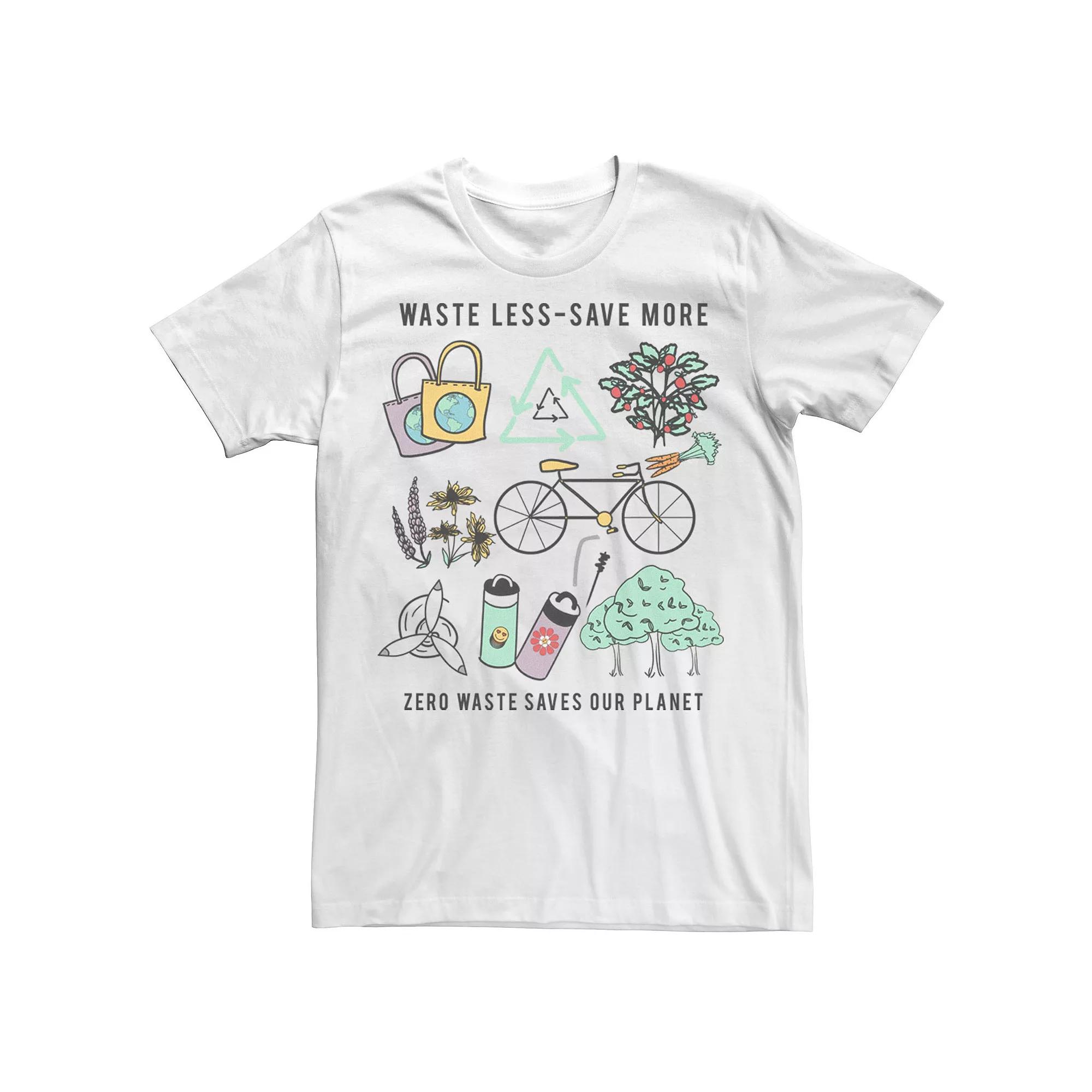 Men's Earth Day Waste Less Save More Zero Waste Saves Our Planet Tee,  Product Image