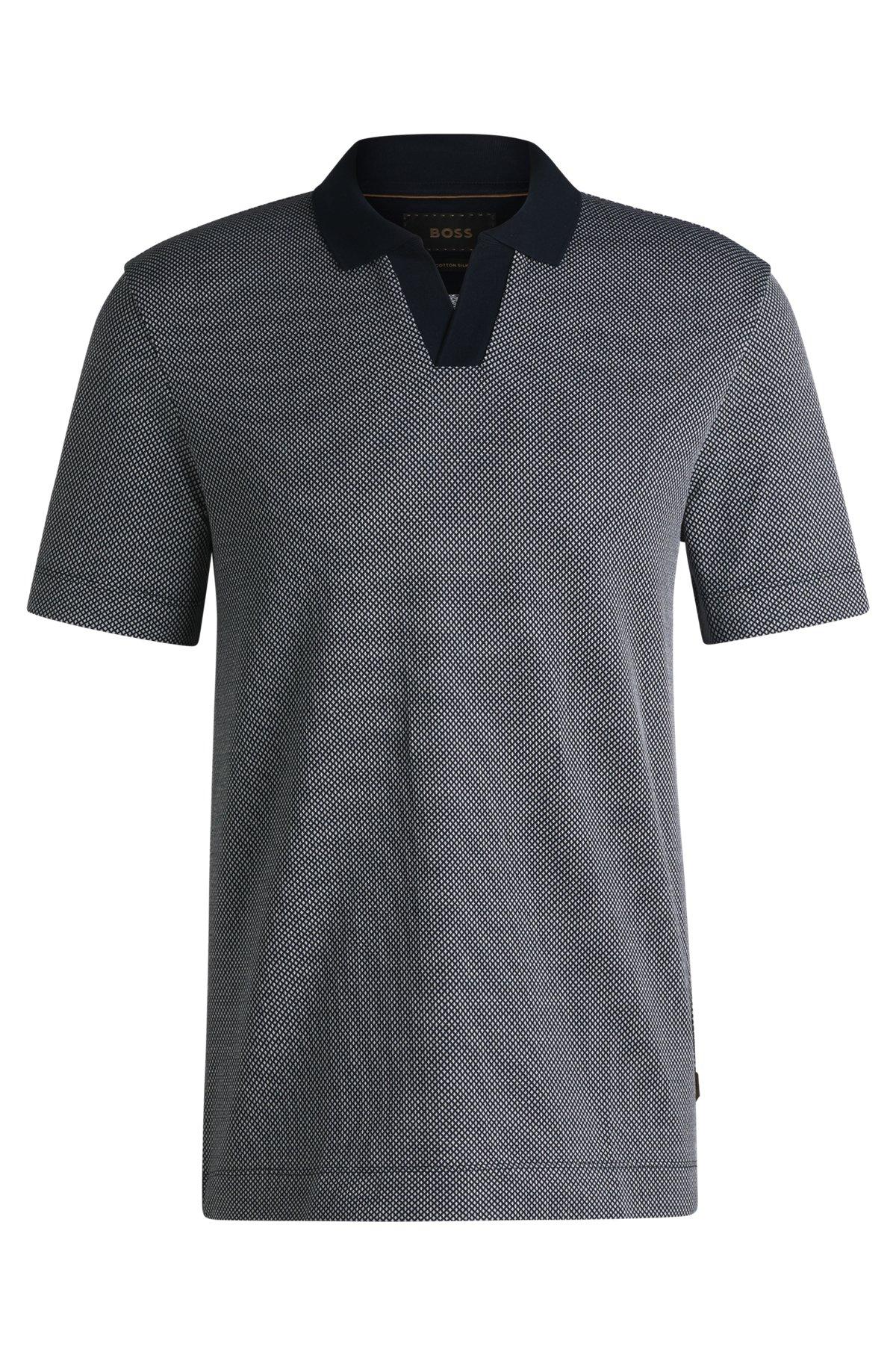 Dot-pattern polo shirt in cotton and silk Product Image