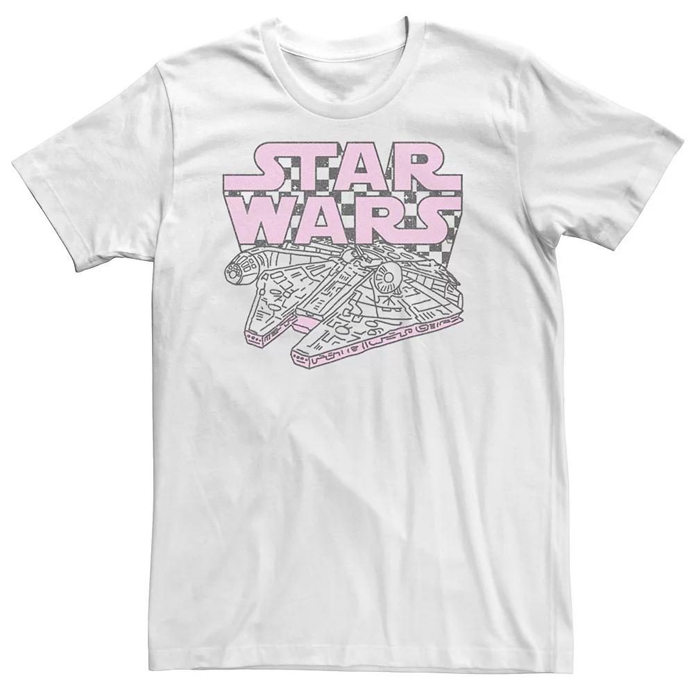 Men's Star Wars Millennium Falcon Checkered Logo Tee, Size: XXL, White Product Image