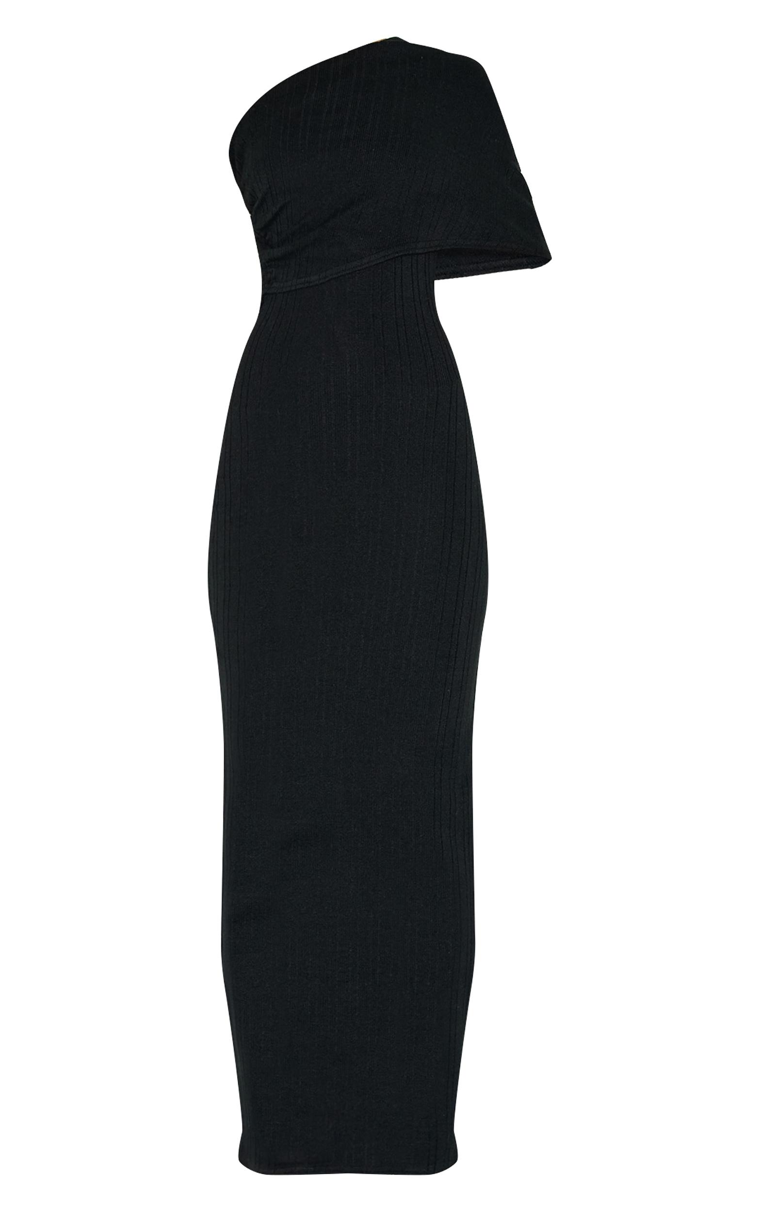 Black Textured Extreme Bardot Maxi Dress Product Image