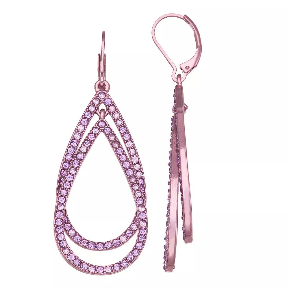 Simply Vera Vera Wang Simulated Crystal Elongated Orbital Leverback Earrings, Women's, Purple Product Image