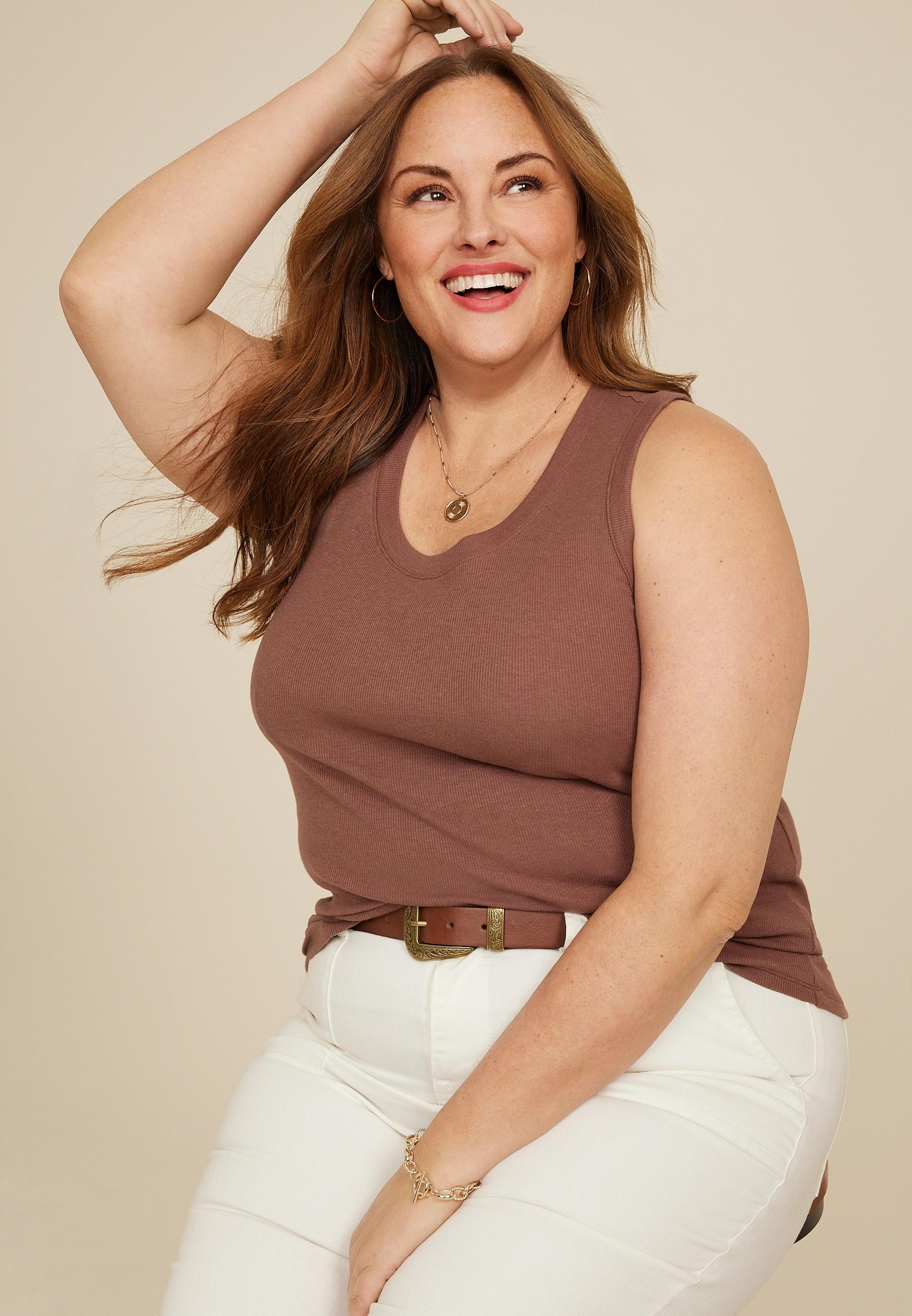 Maurices 1X Plus Size Womens 24/7 U Line Tank Top Product Image