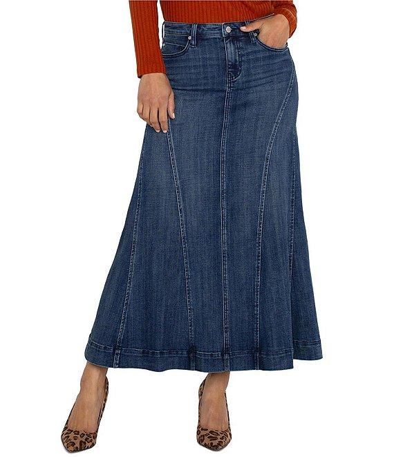 Liverpool Los Angeles Mermaid Denim 5-Pocket Maxi Skirt Product Image