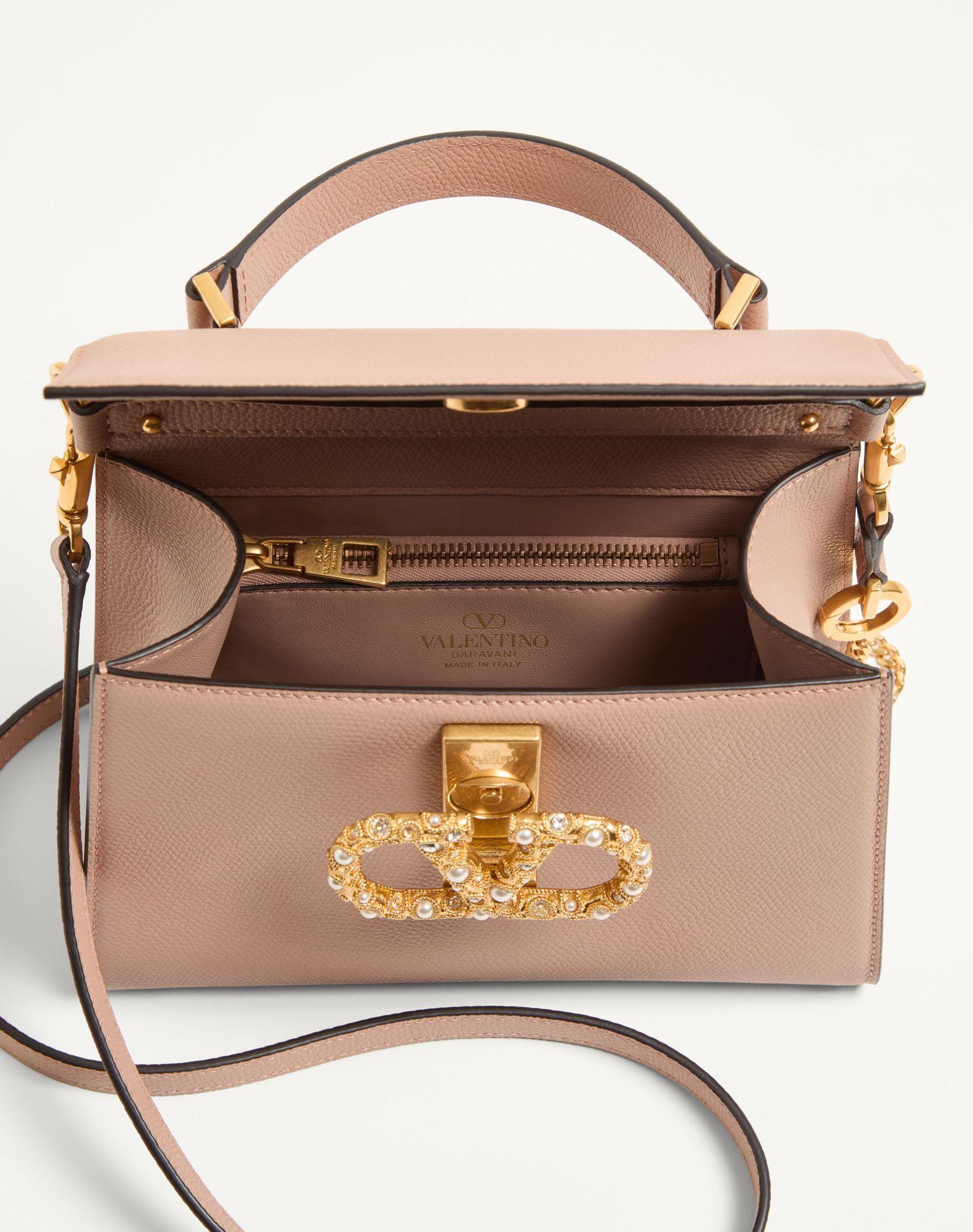 Valentino Garavani Vsling Small Handbag In Grainy Calfskin With Jewel Logo Product Image