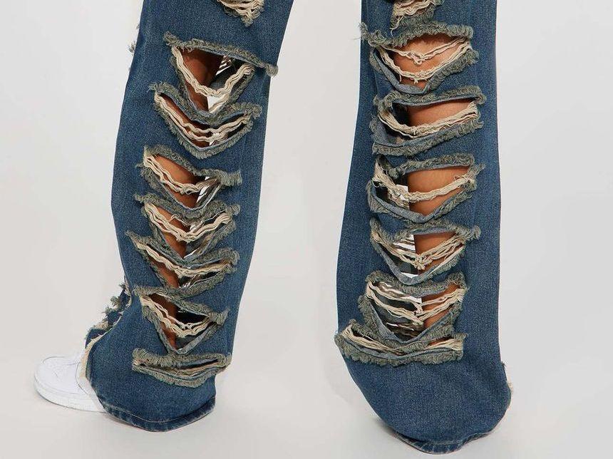 High Waist Washed Ripped Wide Leg Jeans Product Image