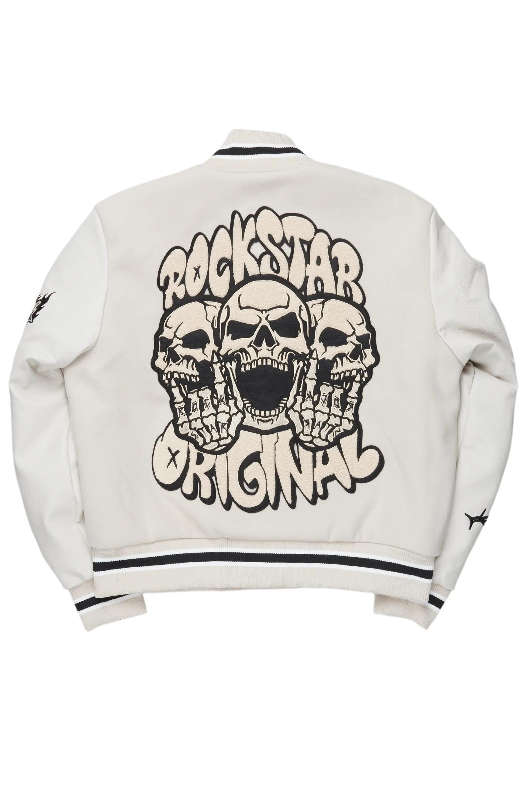 Vielsa Beige Oversized Varsity Jacket Female Product Image