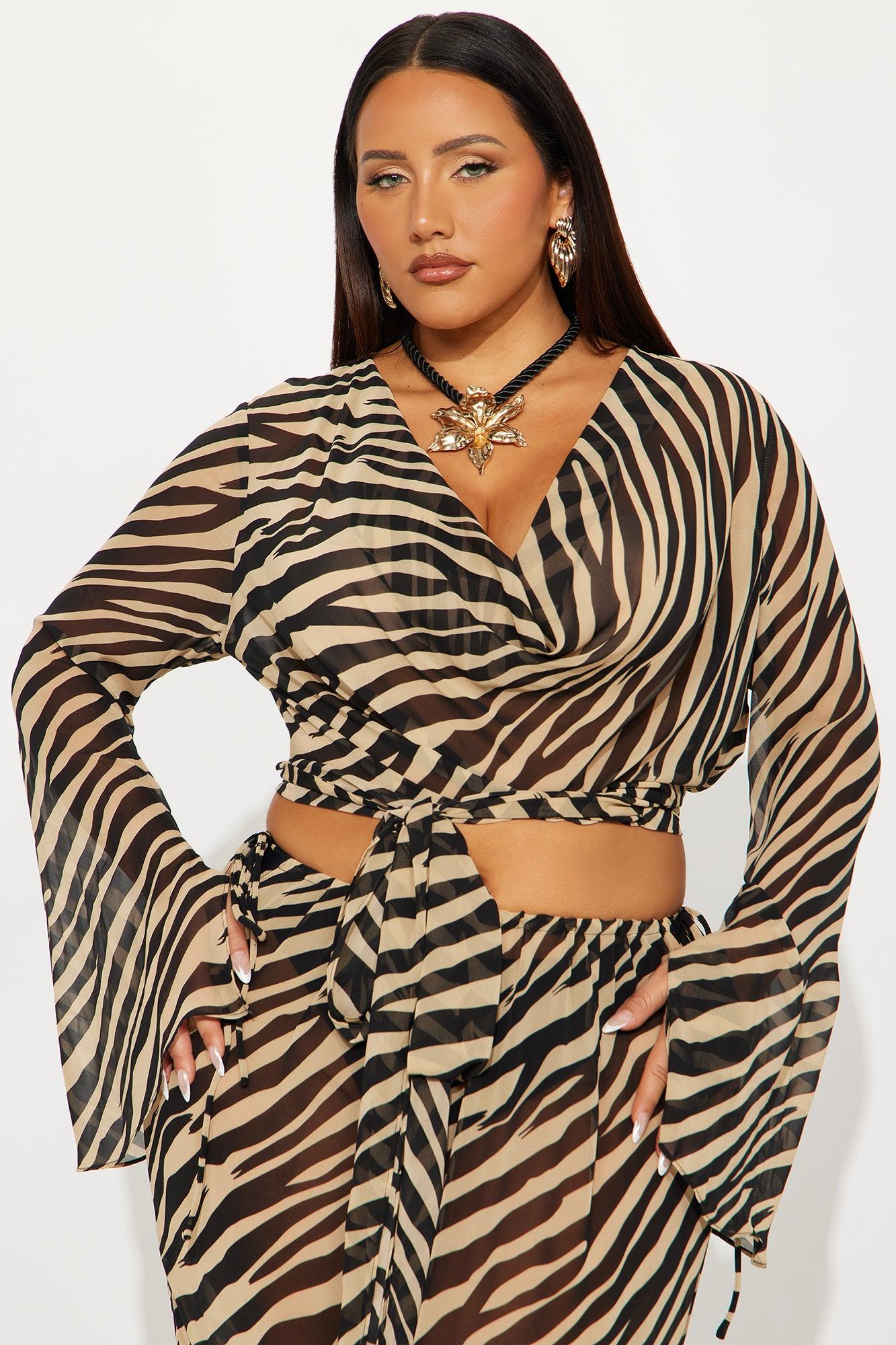 Zoe Zebra Print Sheer Maxi Skirt Set - Black/combo Product Image