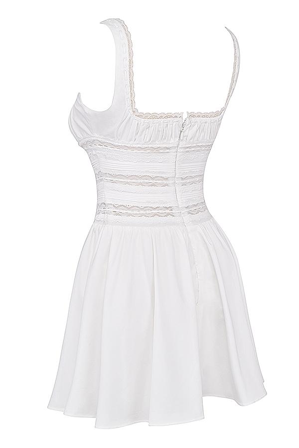 Tiffani  white lace trim mini dress Product Image