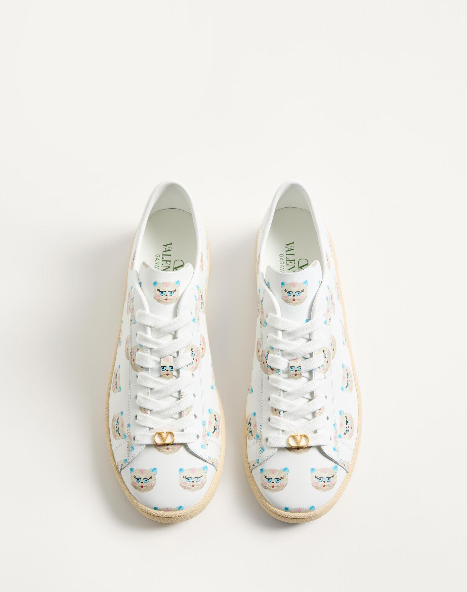 Royco Sneaker In Nappa Calfskin With Le Chat De La Maison Motif Product Image