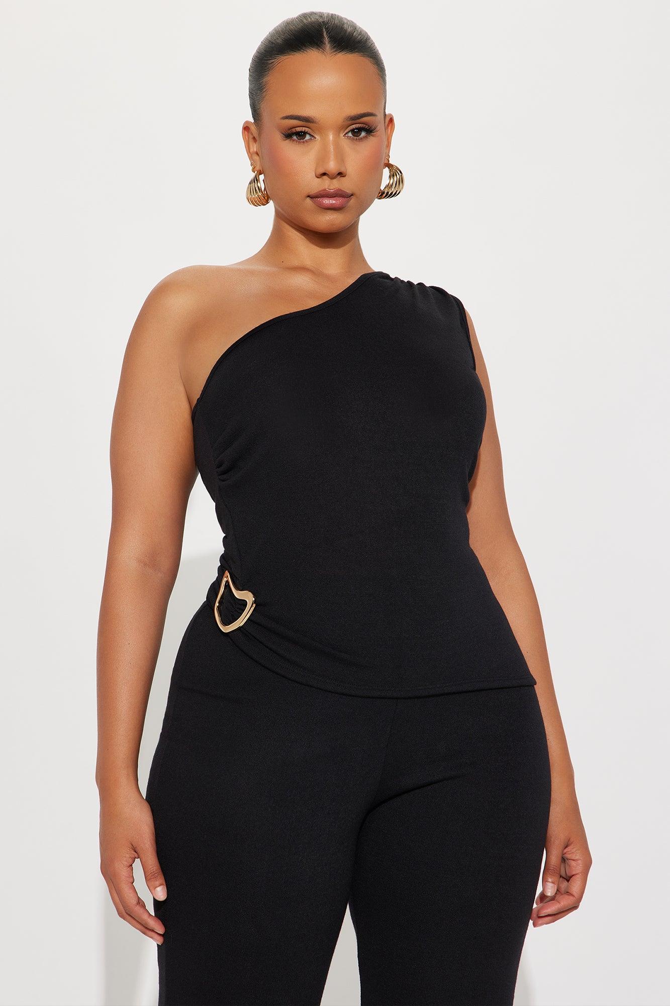 Stella One Shoulder Pant Set - Black Female Product Image