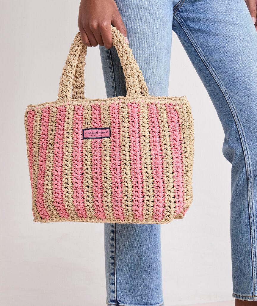 Small Striped Straw Tote Product Image