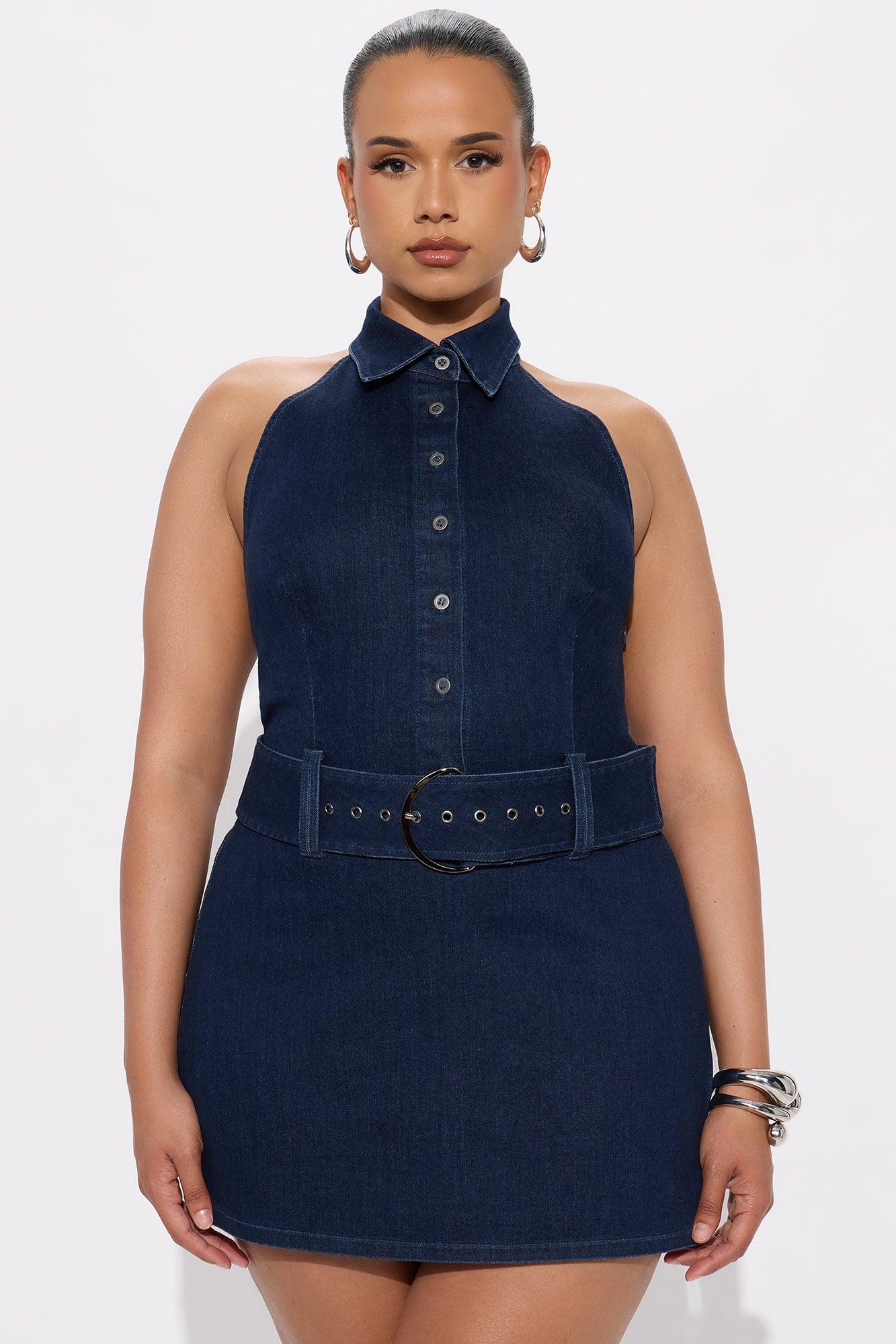 Kira Washed Denim Skort Romper - Dark Wash Product Image