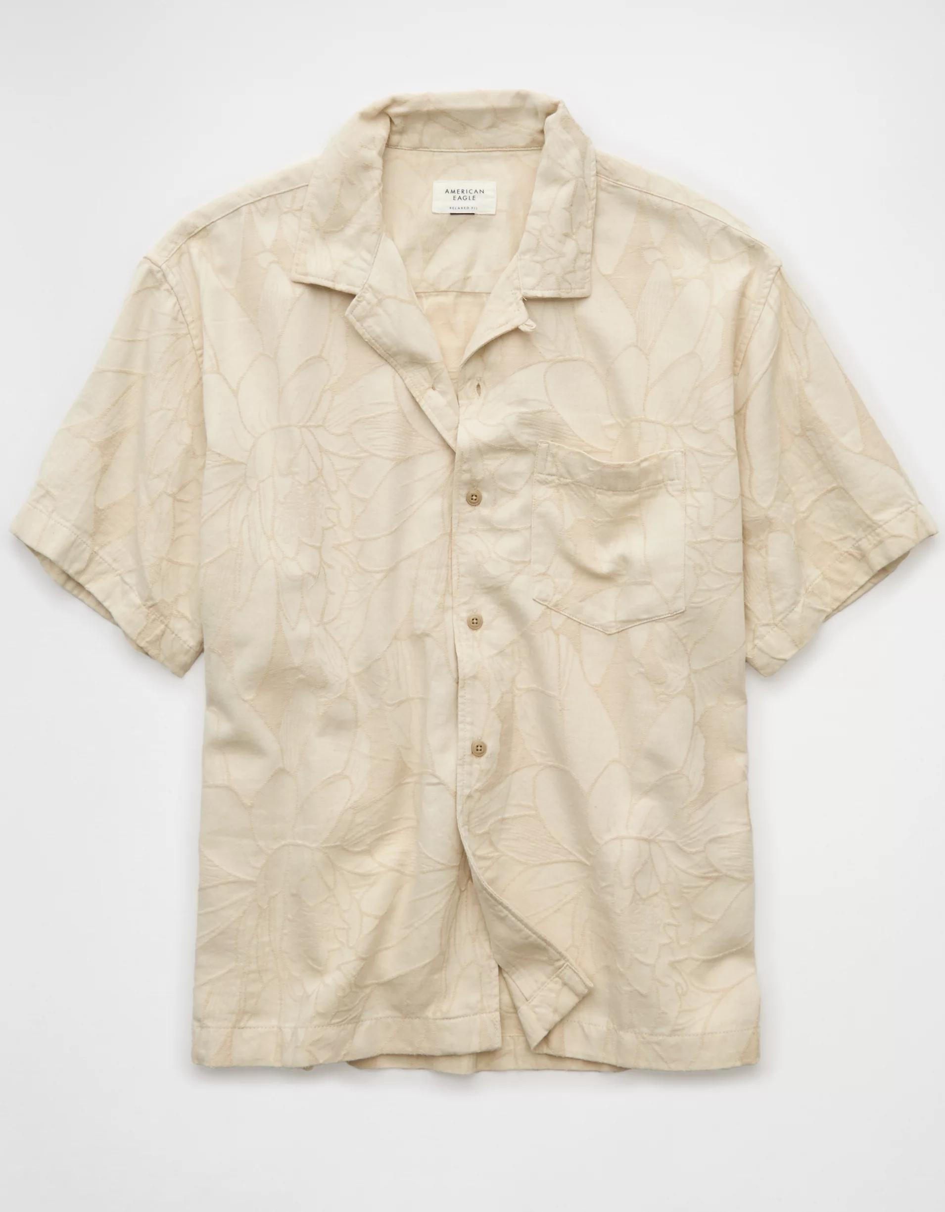 AE Poolside Linen-Blend Floral Button-Up Shirt Product Image
