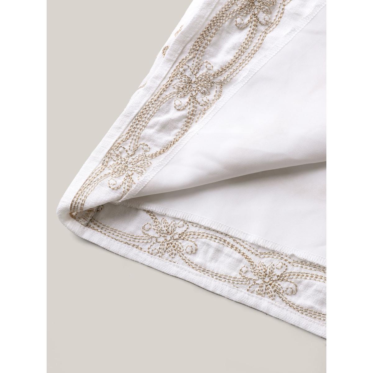 Plus Size Boho Embroidered Waist Tie Midi Dress Beige Women Boho V-neck Sleeveless Curvy BloomChic 22-24/3X Product Image