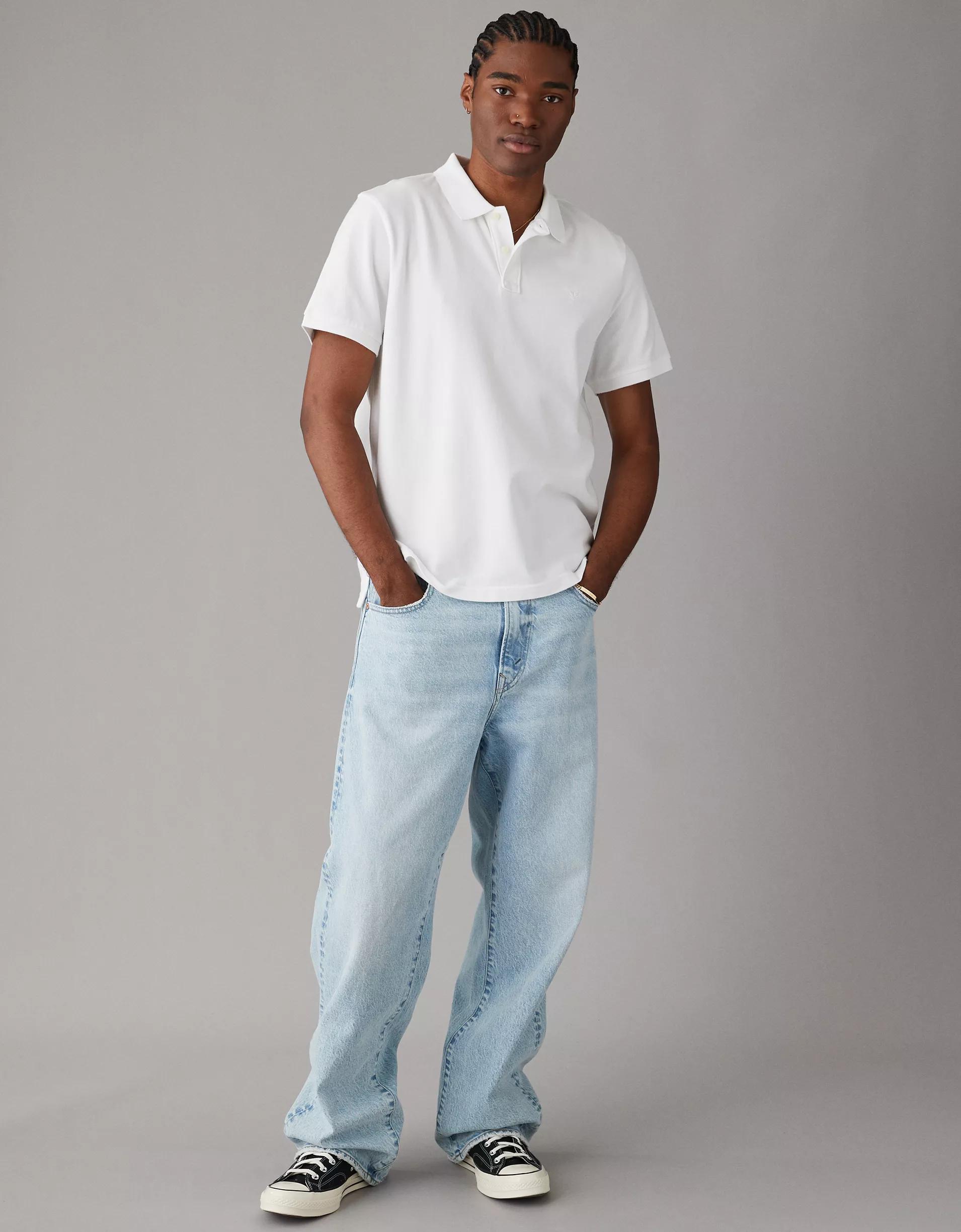 AE Lived-In Pique Polo Shirt Product Image