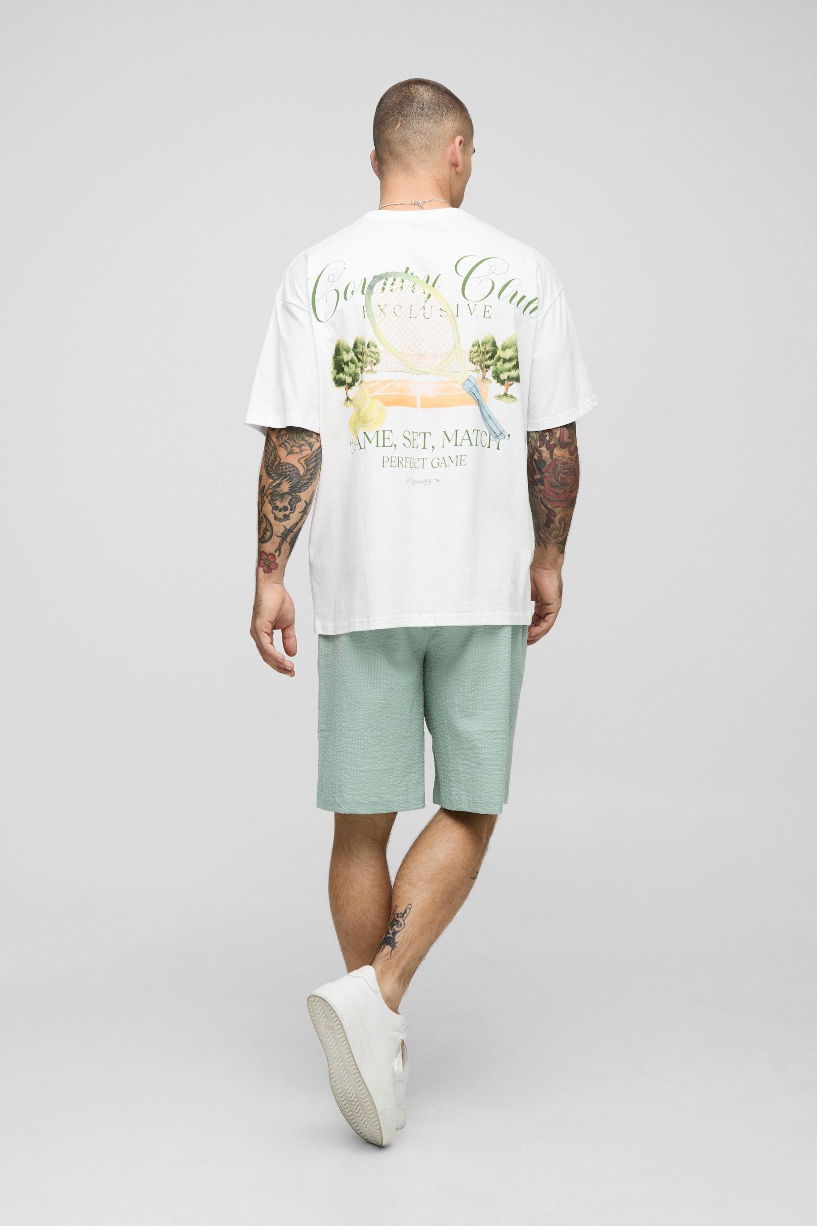 Elasticated Baggy Plain Seersucker Shorts | boohooMAN USA Product Image