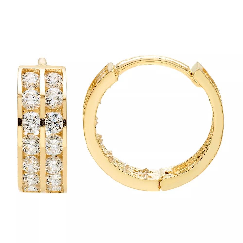Theia Sky 14k Gold Double Row Cubic Zirconia Huggie Hoop Earrings, Women's Product Image