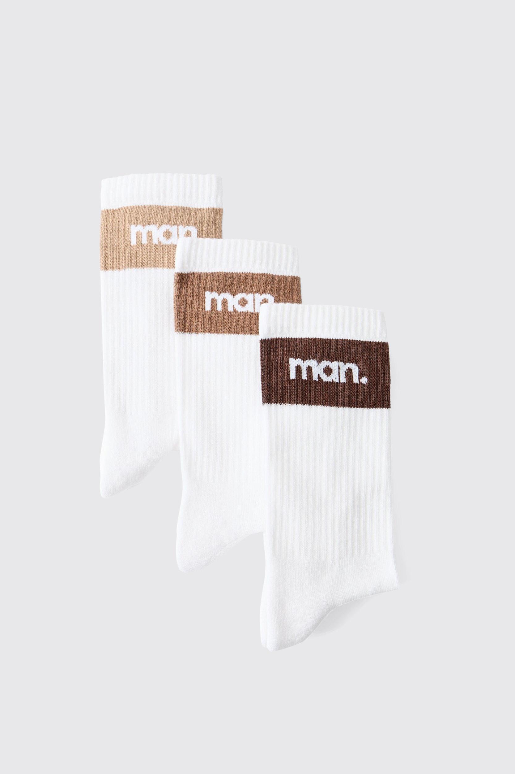 3 Pack Stripe MAN Graphic Sport Sock | boohooMAN USA Product Image