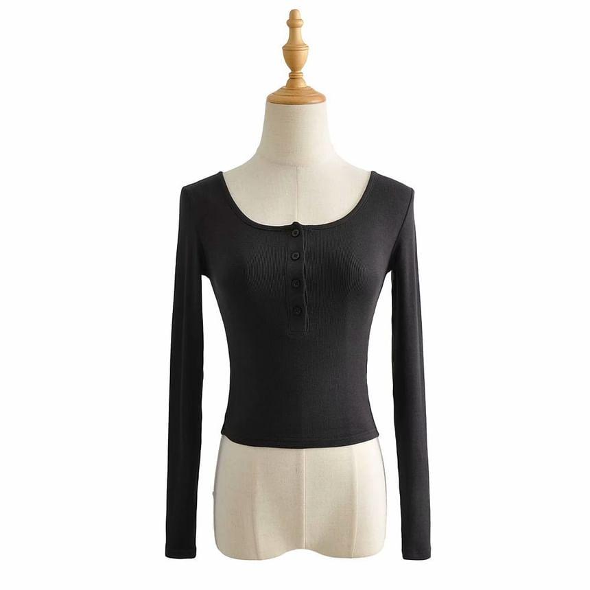 Long-Sleeve Henley T-Shirt Product Image