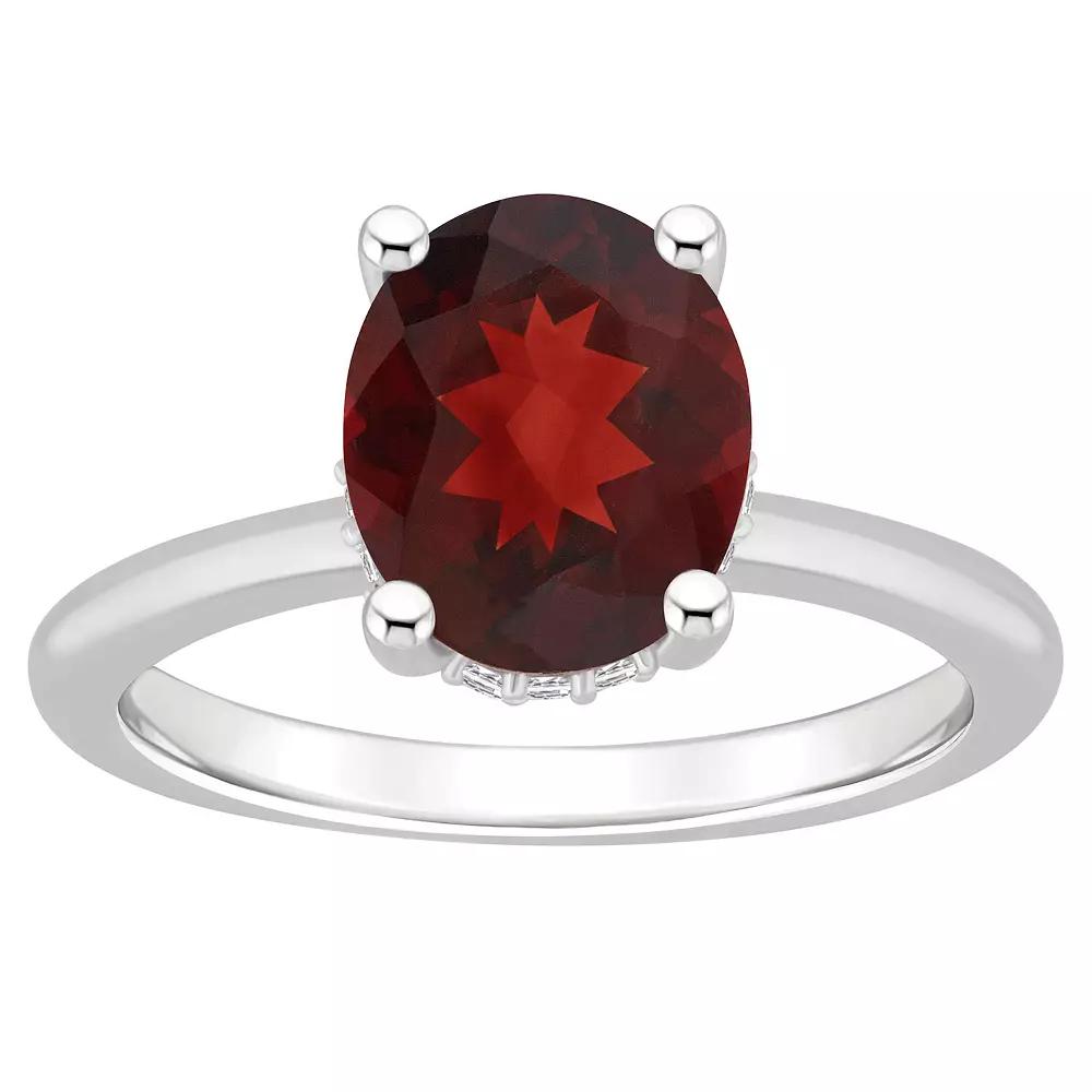 Alyson Layne 14k White Gold Oval Garnet & Diamond Accent Ring, Womens Product Image