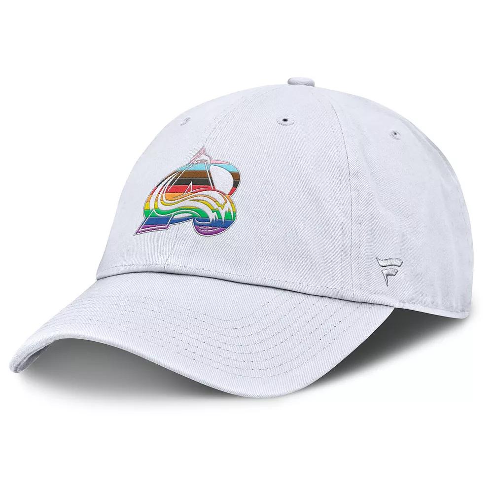 Men's Fanatics White Colorado Avalanche PRIDE Adjustable Hat Product Image