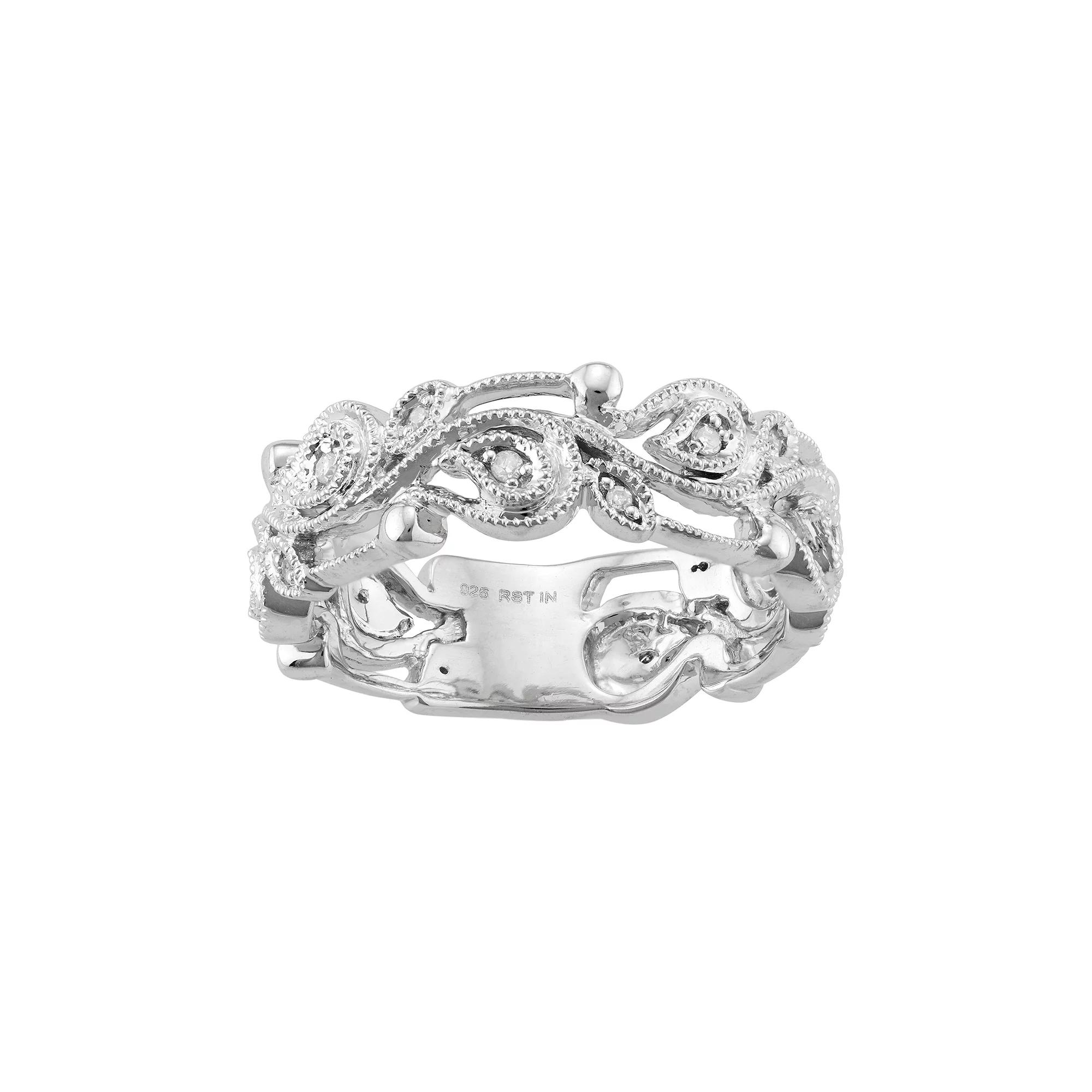 Sterling Silver 1/10 Carat T.W. Diamond Paisley Ring, Women's, Size: 6 Product Image