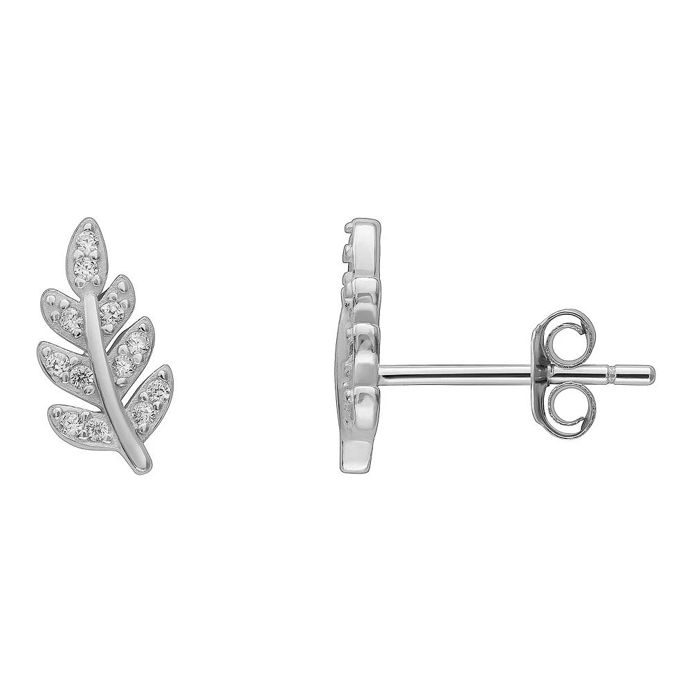 PRIMROSE Sterling Silver Cubic Zirconia Leaf Stud Earrings, Women's Product Image