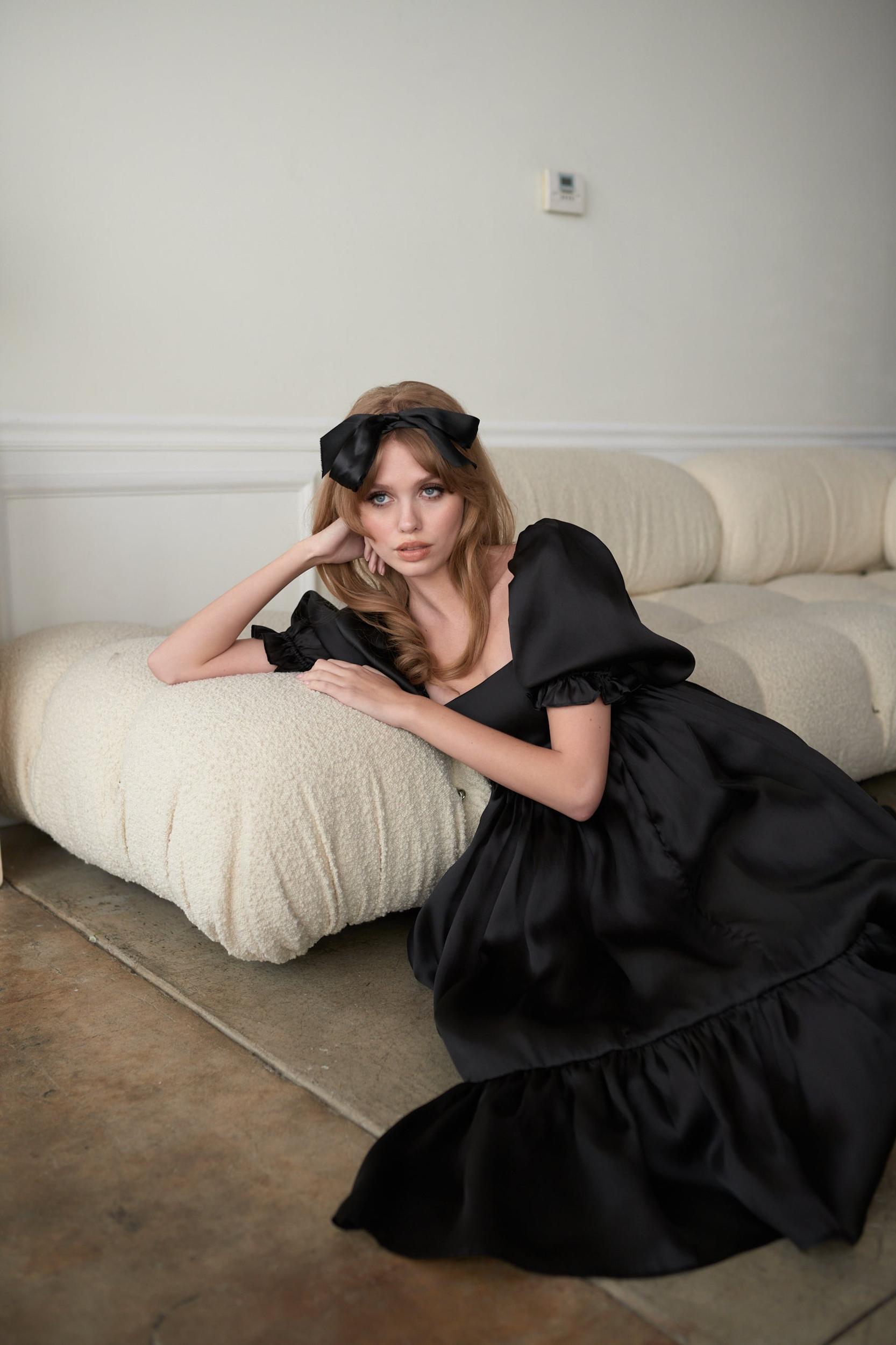 The Caviar Silk Satin Organza French Puff Dress Product Image