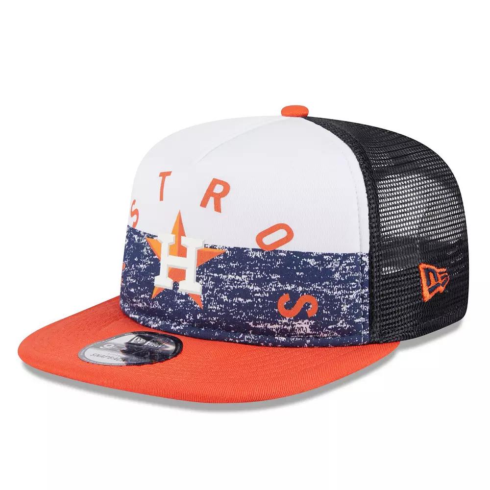 Men's New Era White/Orange Houston Astros Team Foam Front A-Frame Trucker 9FIFTY Snapback Hat Product Image