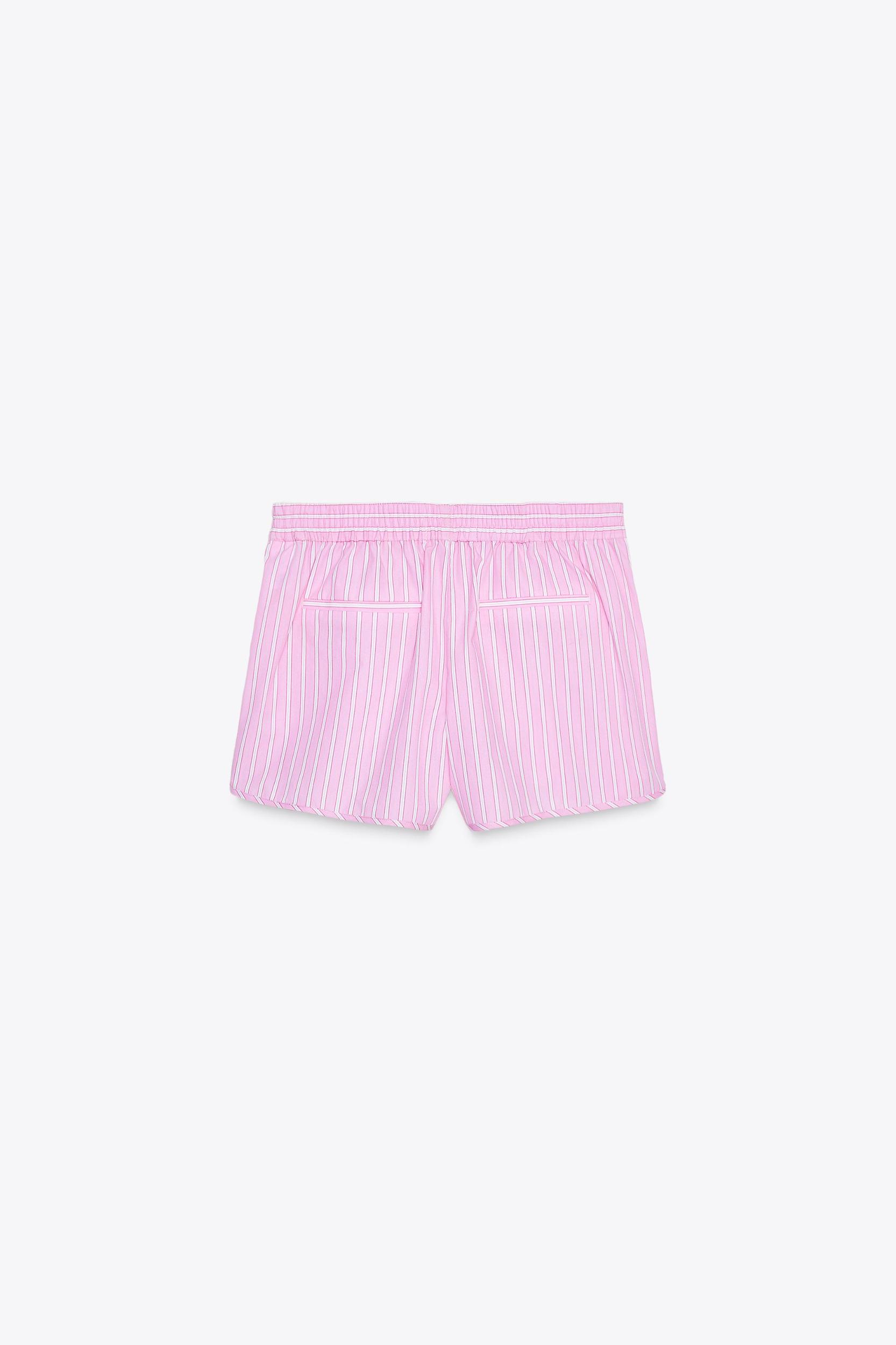 STRIPED POPLIN SHORTS WITH SIDE TIES Product Image