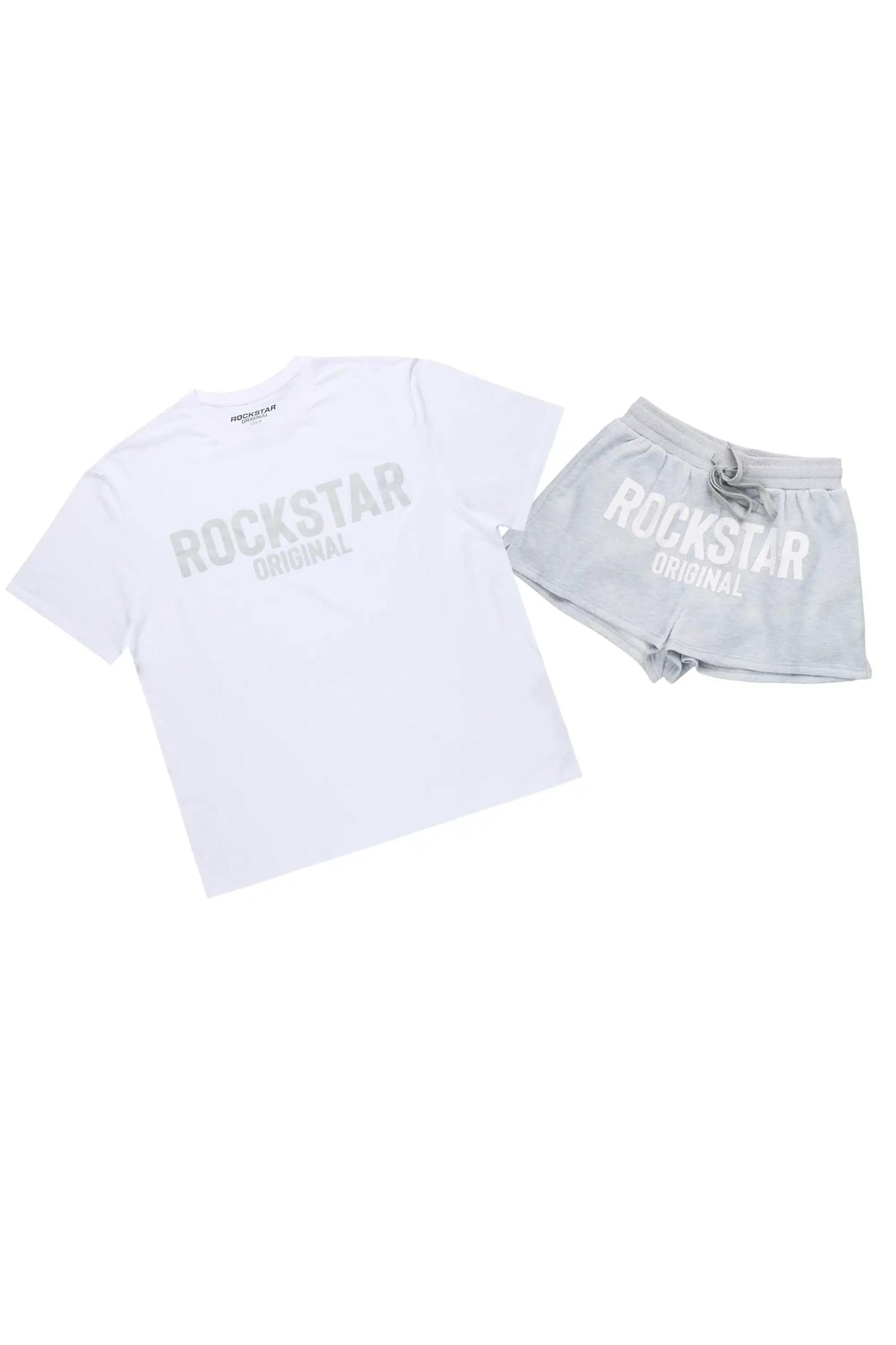 Sabrina White/Grey T-Shirt Short Set Female Product Image