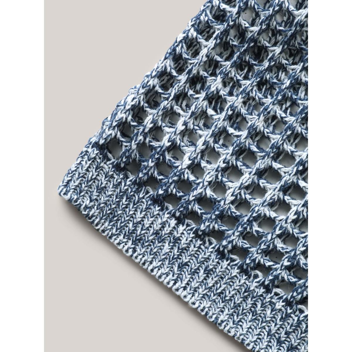 Plus Size Color Contrast Cut-Out Swim Cover-Up Women's Swimwear Indigo Beach Loose Texture Curve Swim Cover Ups BloomChic 18-20/2X Product Image