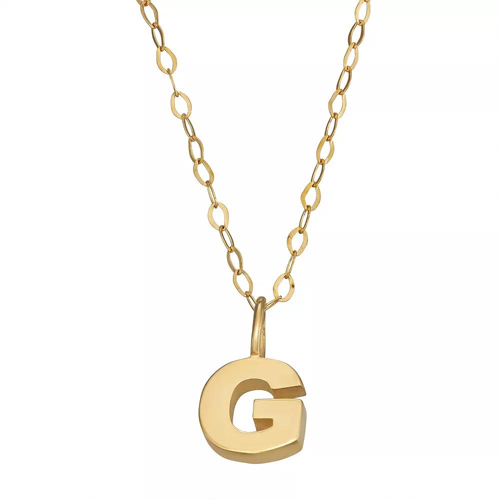 10K Gold Initial Pendant on 14K Gold Filled Chain, Womens Product Image