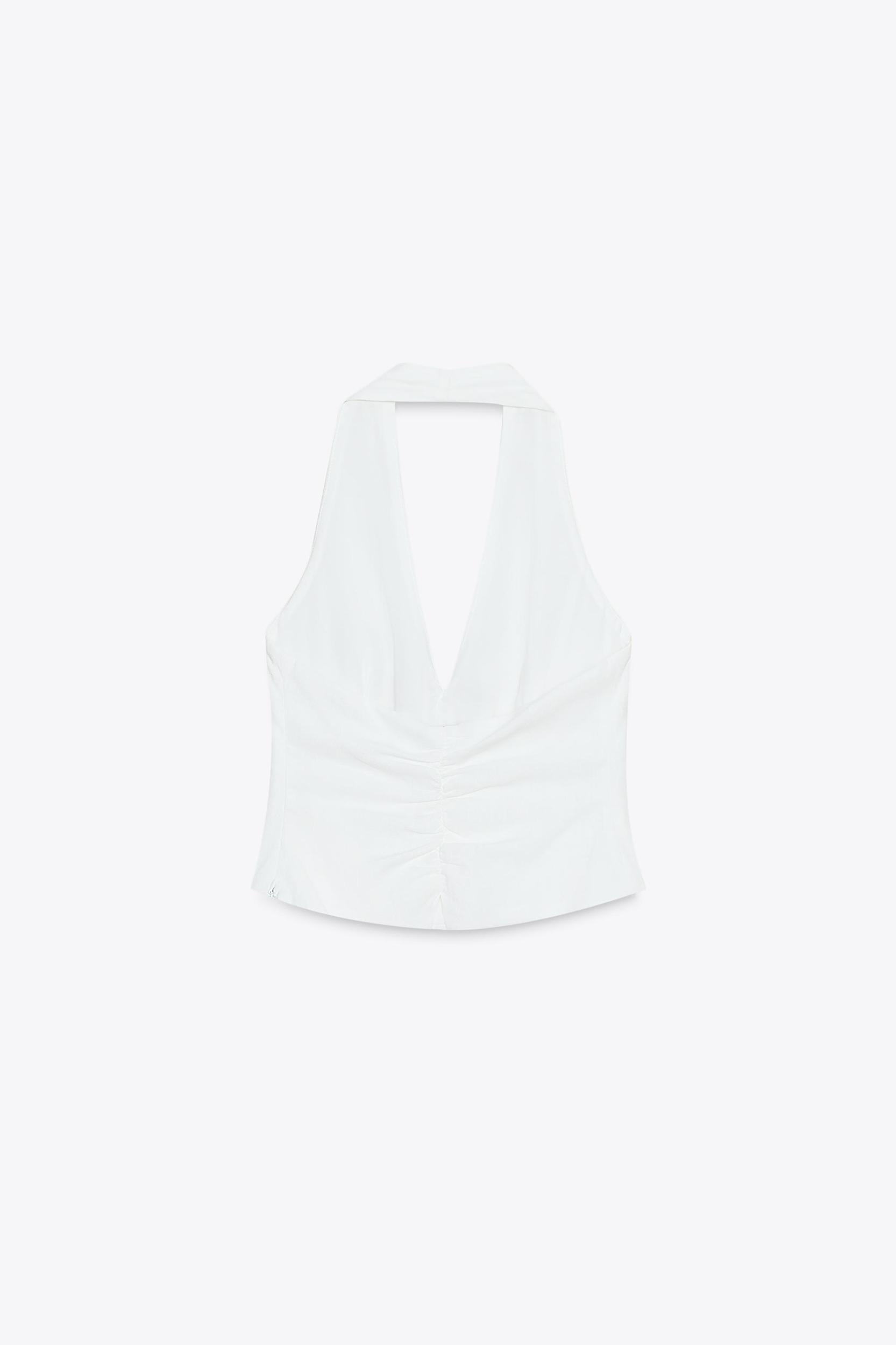 LINEN HALTER VEST TOP Product Image