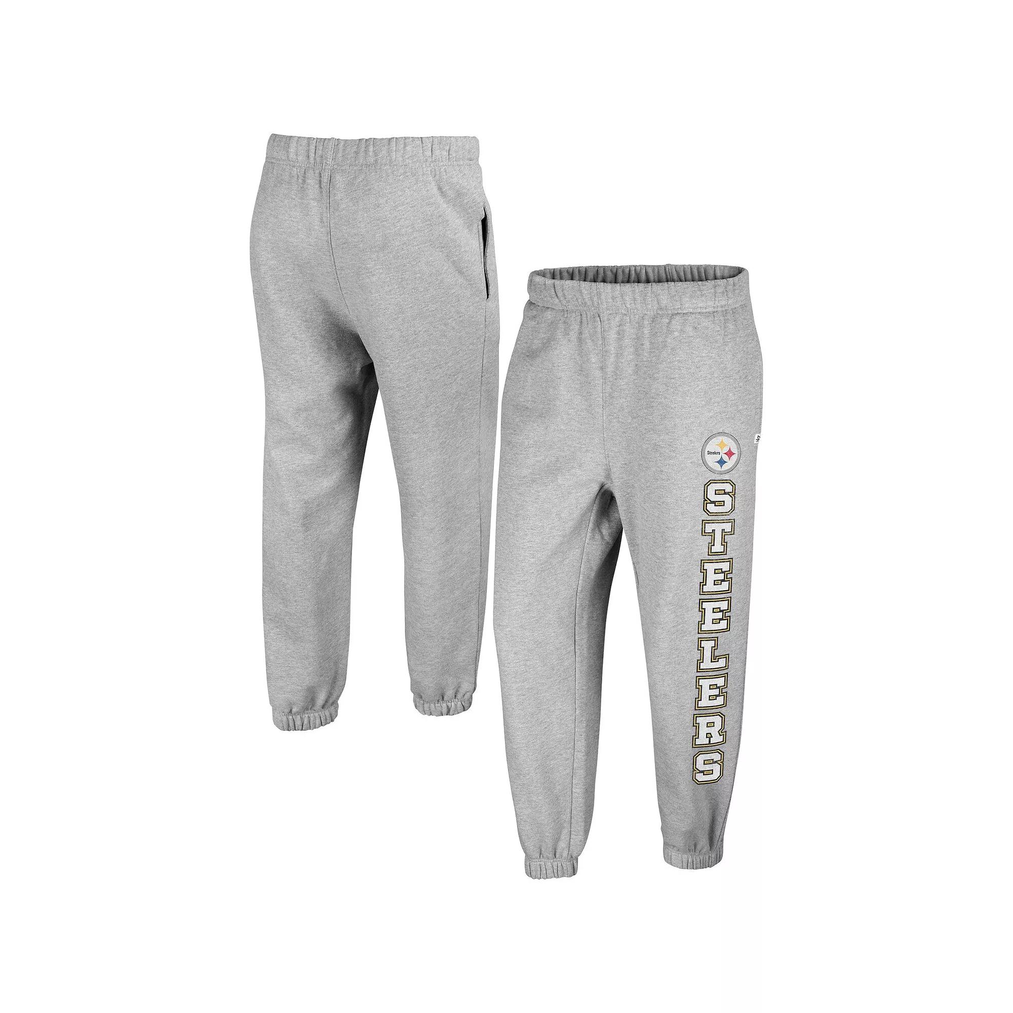 Women's '47 Gray Pittsburgh Steelers Double Pro Harper Jogger Sweatpants, Size: Small, Grey Product Image