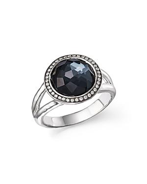 Ippolita Stella Ring in Hematite Doublet with Diamonds in Sterling Silver Product Image
