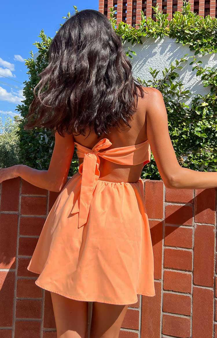 Cora Orange Tie Back Mini Dress Product Image