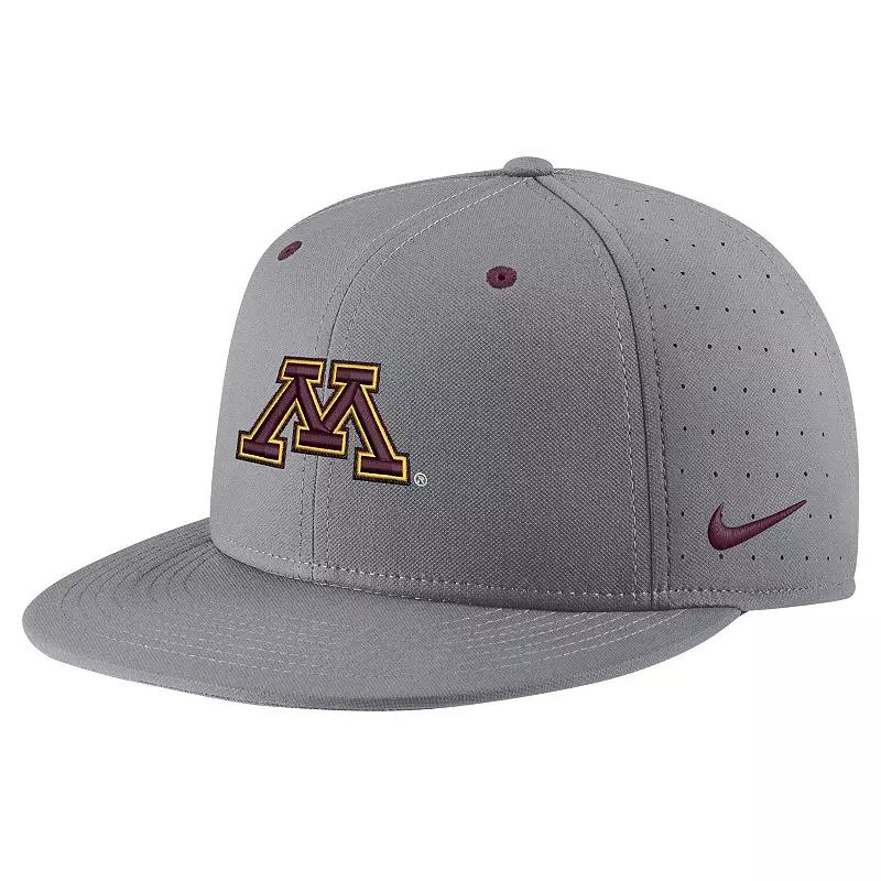 Men's Nike Gray Minnesota Golden Gophers USA Side Patch True AeroBill Performance Fitted Hat,  Product Image