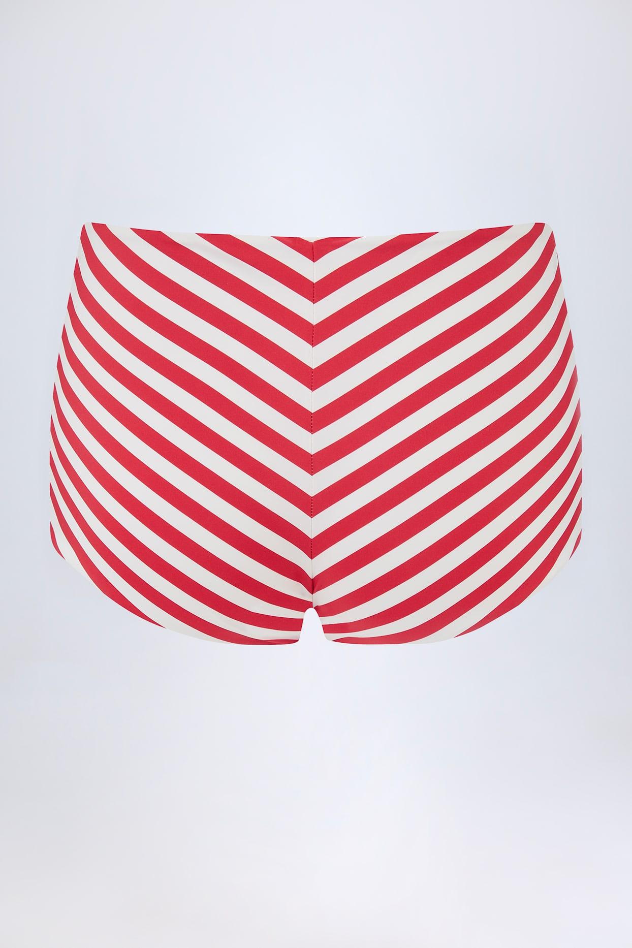 Mid-Rise Hot Pants in Cherry Red Stripe Female Product Image