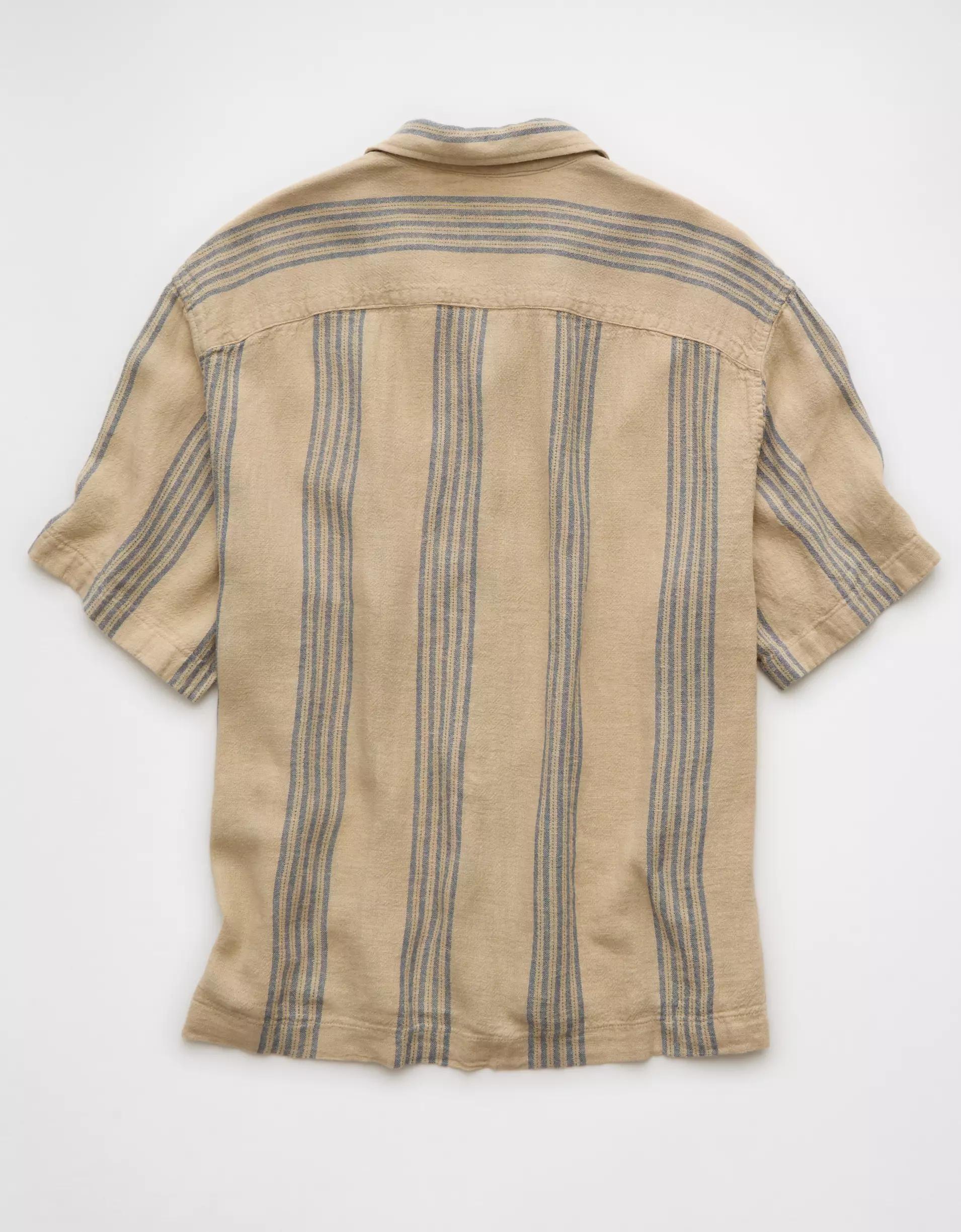AE Poolside Linen-Blend Striped Button-Up Shirt Product Image