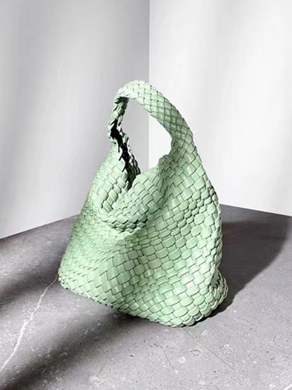 Solid Color Woven Bags Handbags Product Image