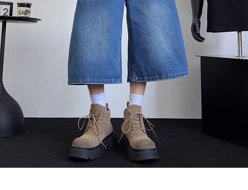 High Waist Washed Wide Leg Jorts Product Image