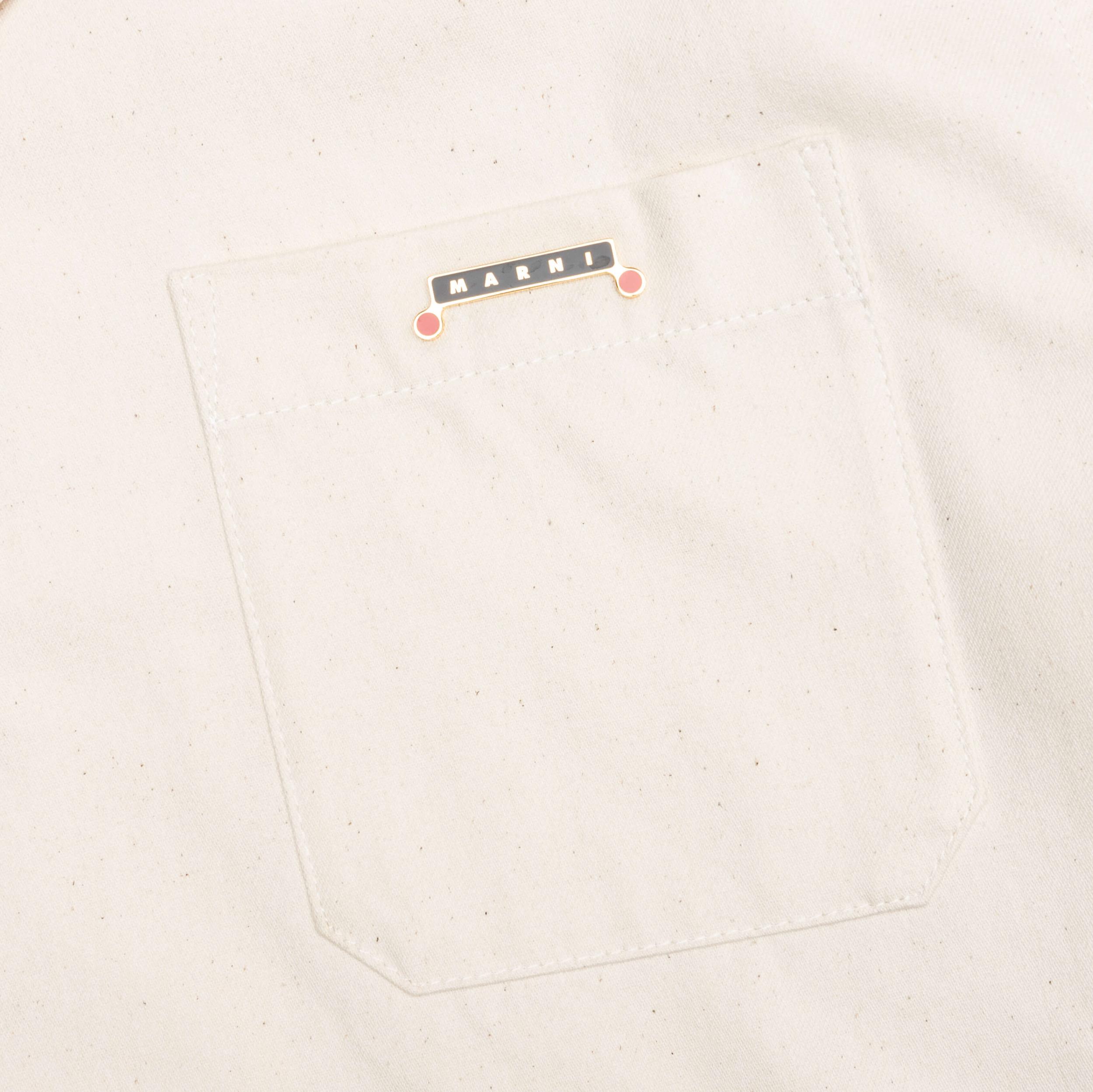 Cream Denim Short Sleeve Shirt with Trunakaroo Plaque - Bone Male Product Image