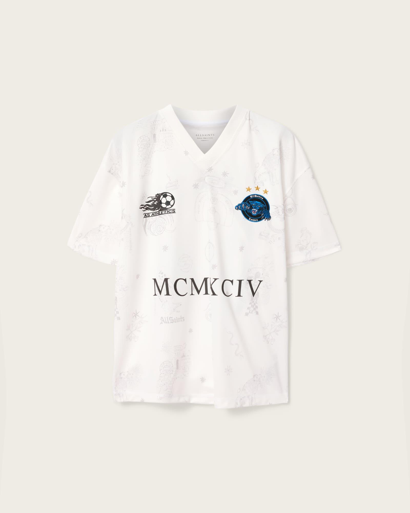 Terra Oversized Short Sleeve Soccer Shirt ASHEN WHITE | ALLSAINTS US Product Image