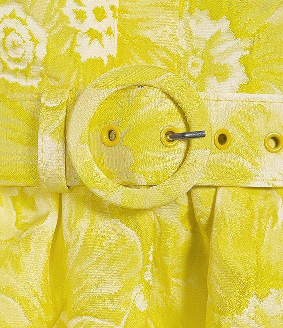 B. Darlin Floral Print Spaghetti Strap Belted Bubble Skirt Smocked Back Dress Product Image